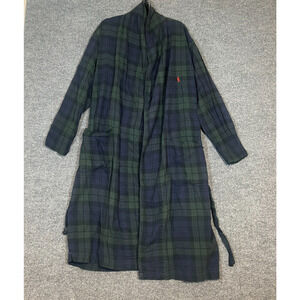 Polo Ralph Lauren Robe Mens Small/Medium Green Black Watch Plaid Tartan Vtg